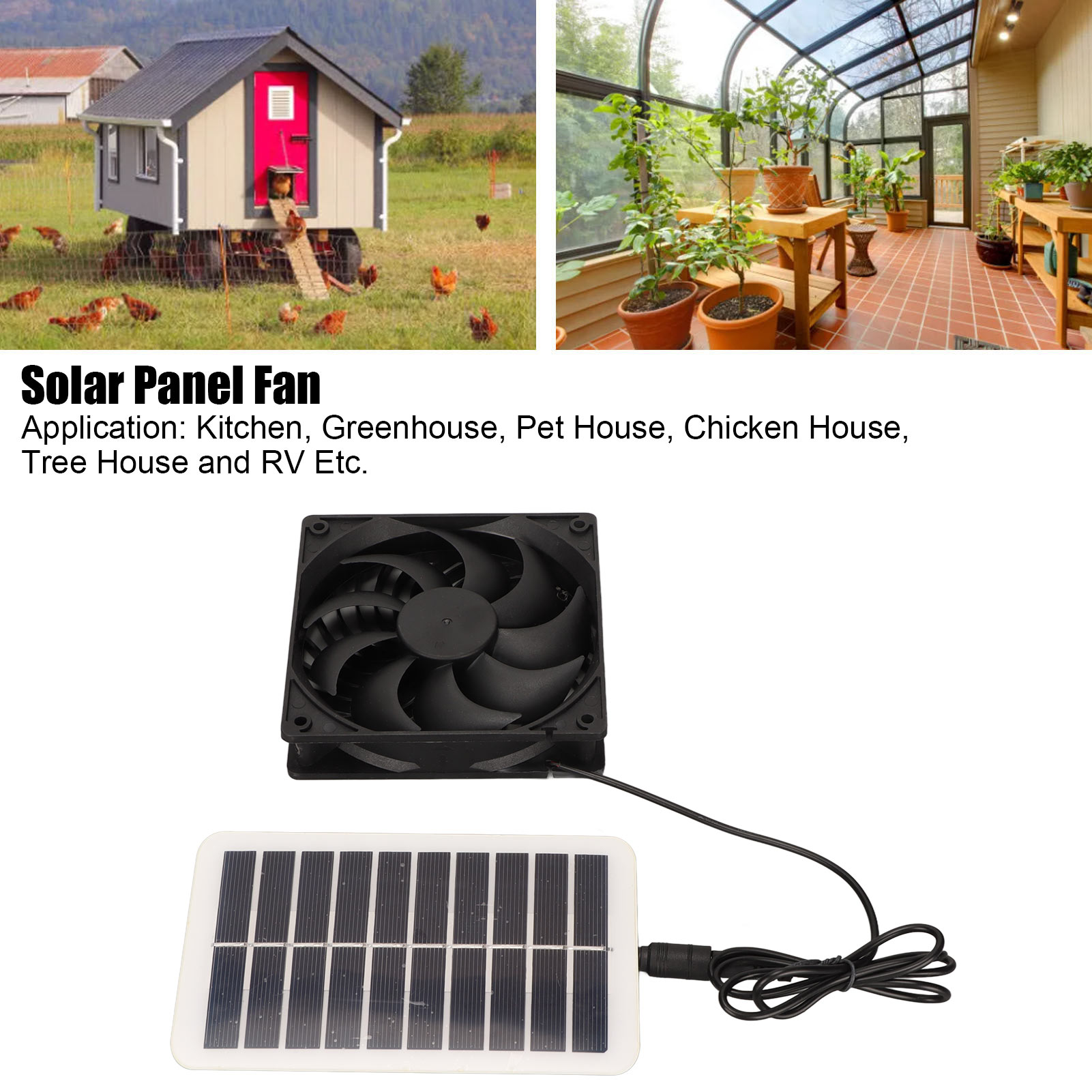 Renewable Energy House - Zonne-energiepaneel Afzuigventilator 15W Energiebesparende geurverwijdering Draagbare